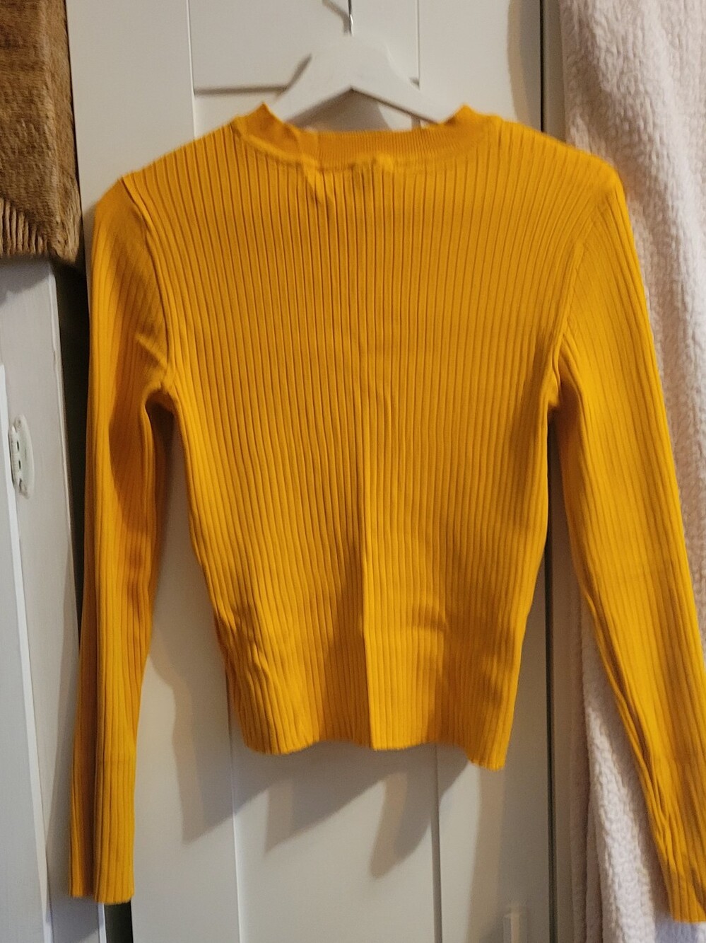 H&M Mustard Ribbed Long-Sleeve Top